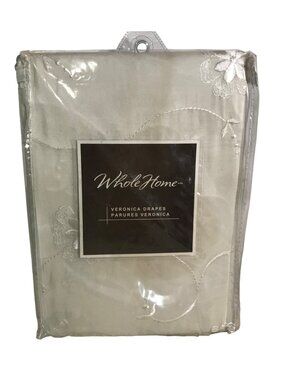 Whole Home Curtains Drapes Sheer Floral Embrodery Rod Pocket Teir 54 X 24" Ivory